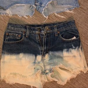 High waisted shorts, washed
